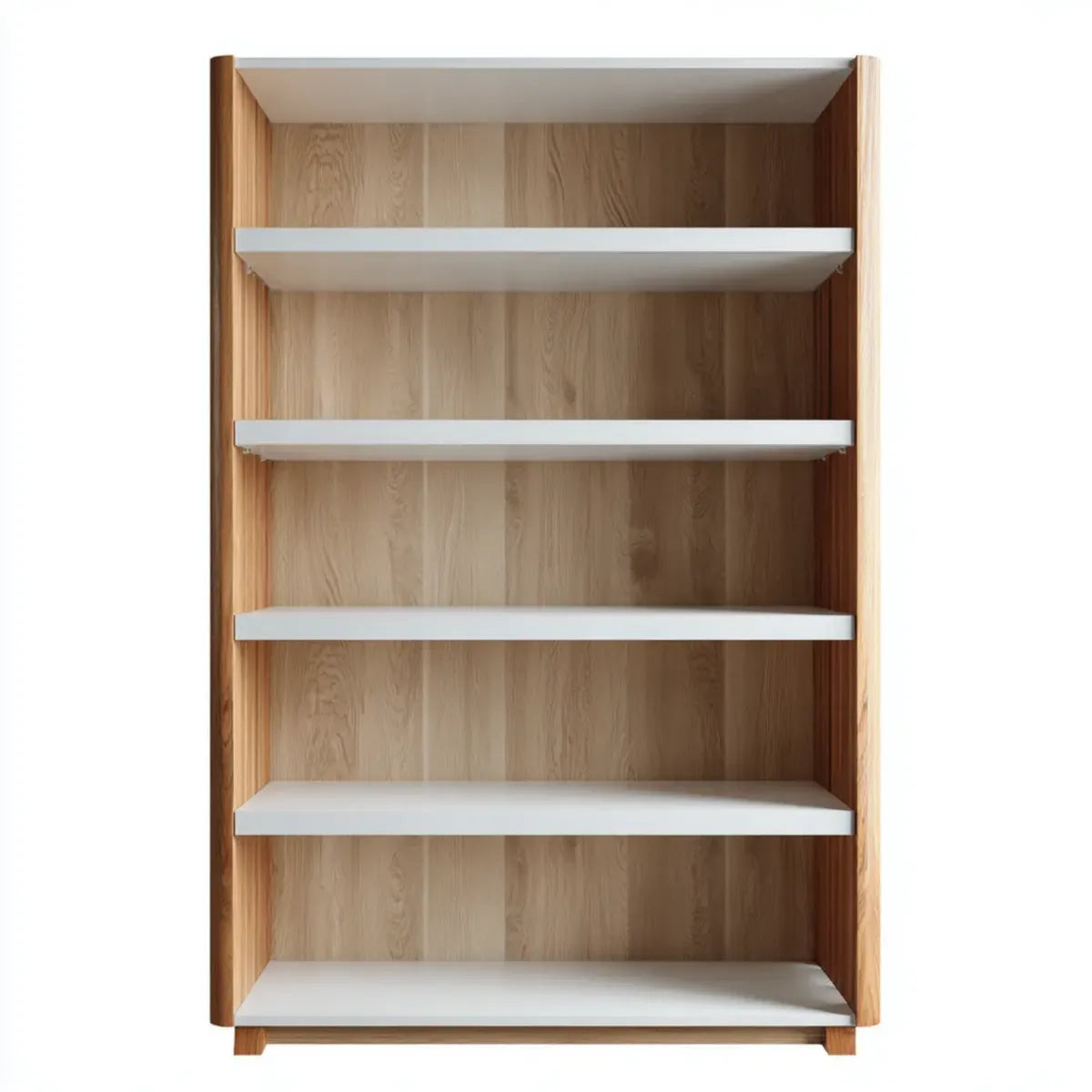 Regał, Dzień zakładki 5 półek biały i dąb 90 x 35 x 180 cm w dąbie litym i prostokątnym MDF