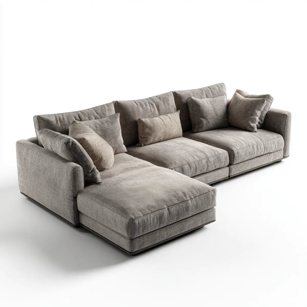 Sofa, Kanapa narożna z szarym lewym półwyspem 300 x 170 x 85 cm w kształcie poliestru L