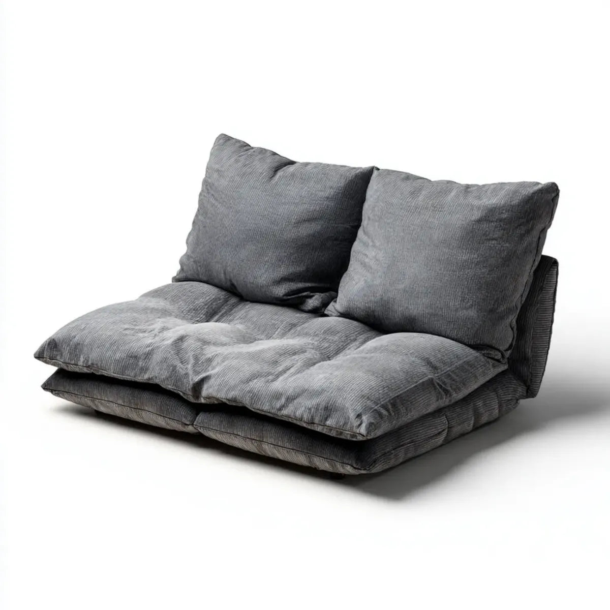 Sofa, Składana kanapa 2 miejsca szare w aksamicie z żeberkami poliestrowymi 120 x 90 x 65 cm