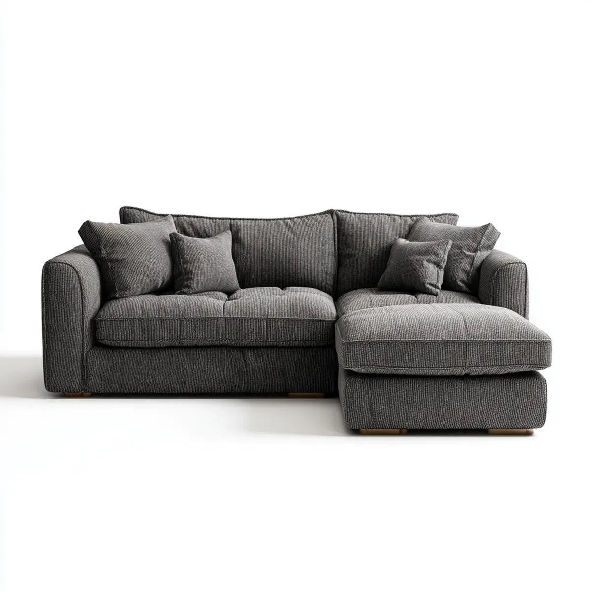 Sofa, Kanapa narożna z szarym prawym półwyspem, antracyt 260 x 160 x 85 cm w poliestrze, w kształcie L