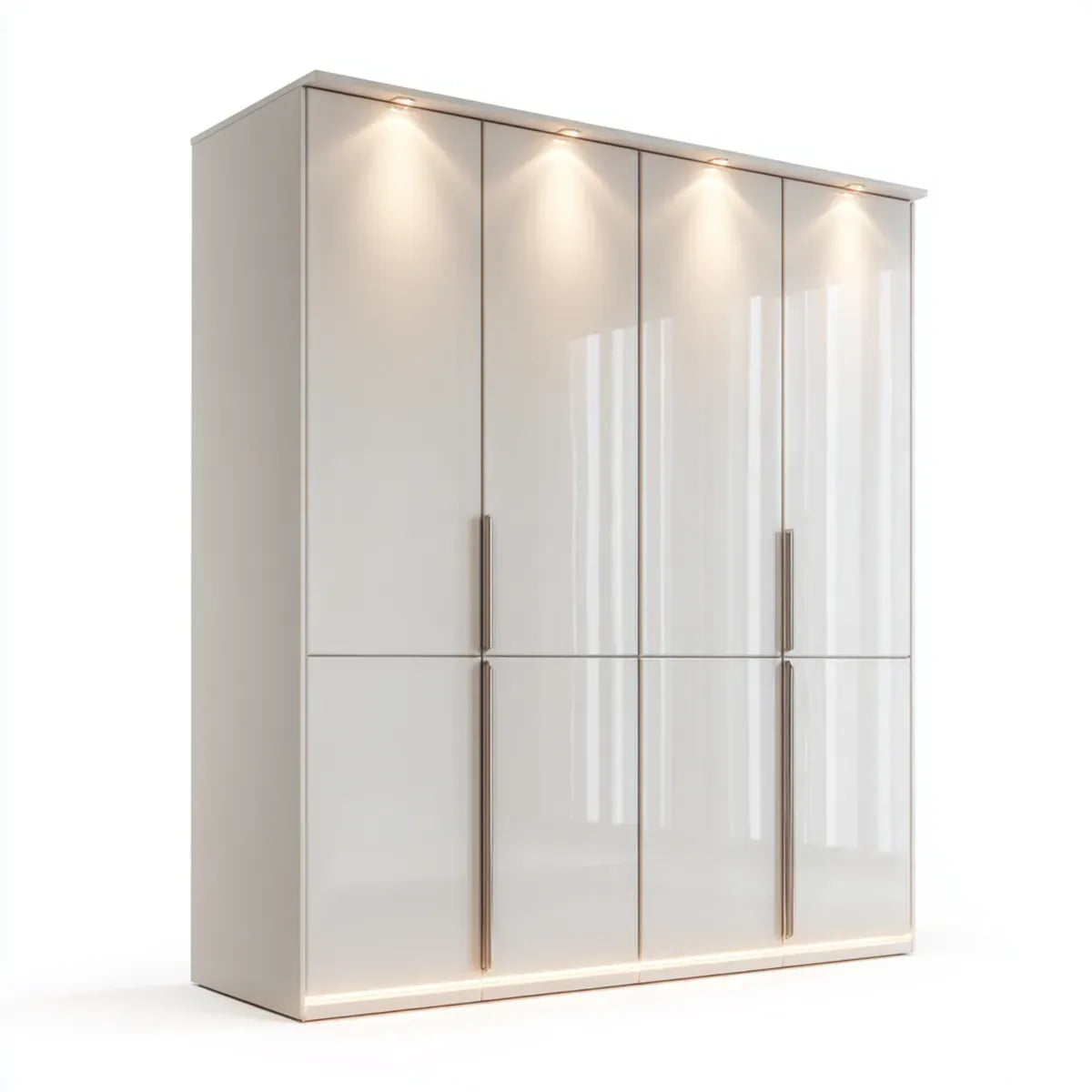 Szafa na drzwi zawiasowe Szafka Białe połysk 200 x 58 x 220 cm płyta wiórowa prostokątna z oświetleniem LED