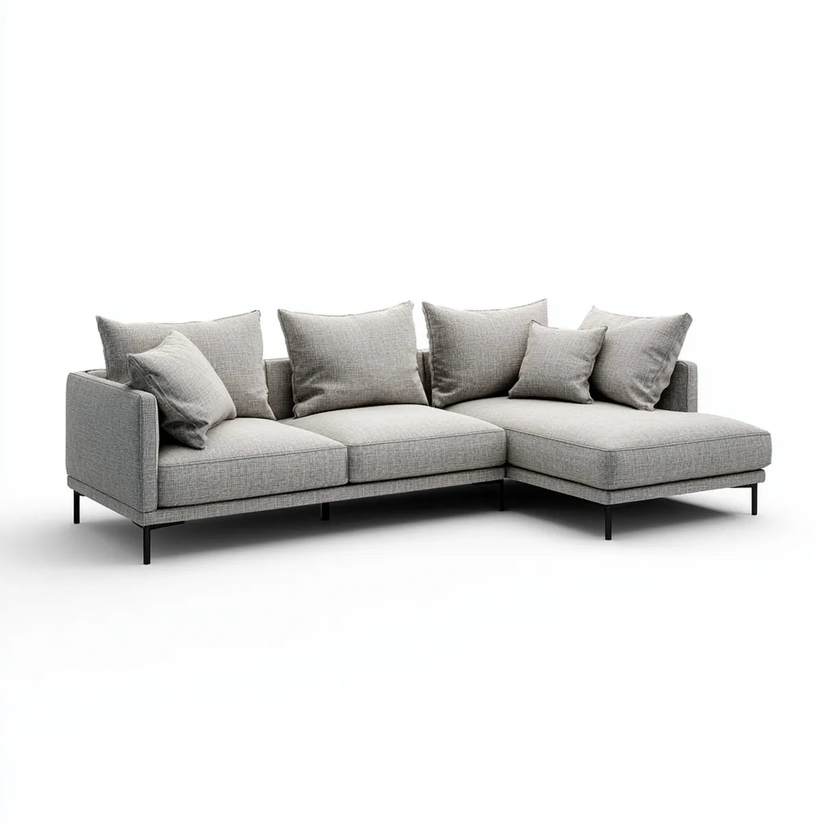 Sofa, Kanapa narożna 4 miejsca szary 280 x 170 x 85 cm w poliestrze L