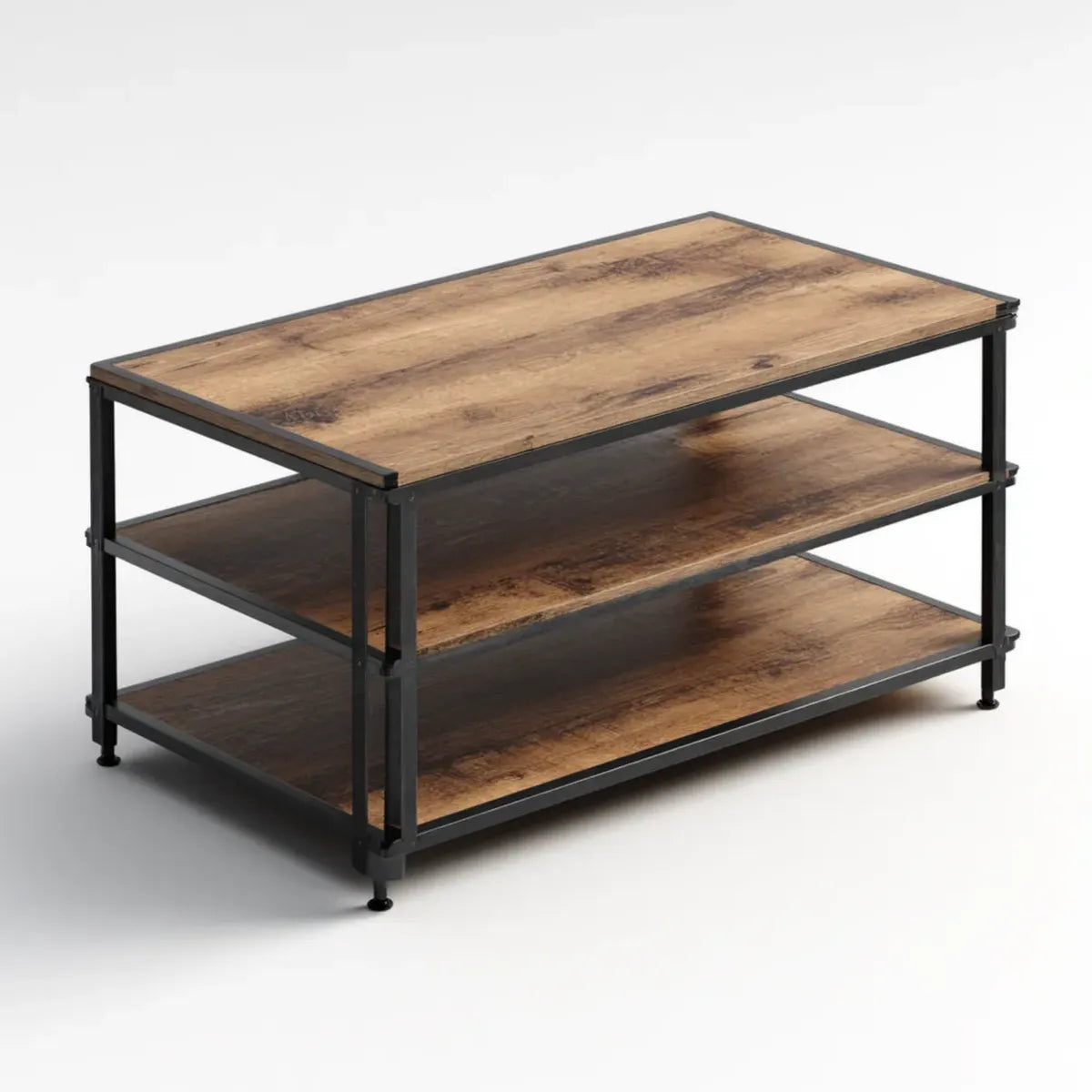 Regał, Półka z 3 półkami rustykalny brązowy i czarny 100 x 40 x 80 cm w MDF i prostokątnej stali