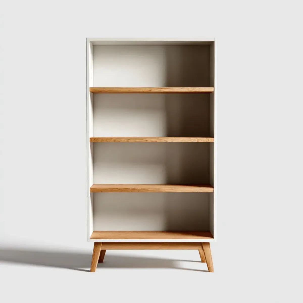 Regał, Zakładka z białym i naturalnym dniem 80 x 35 x 180 cm w MDF i prostokątnym drewnie litym