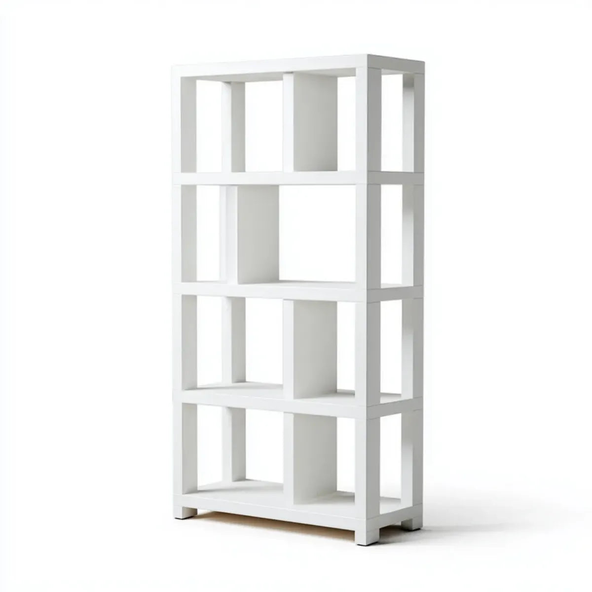 Regał, Biała prostokątna półka biblioteczna w MDF 60 x 30 x 150 cm z 4 poziomami