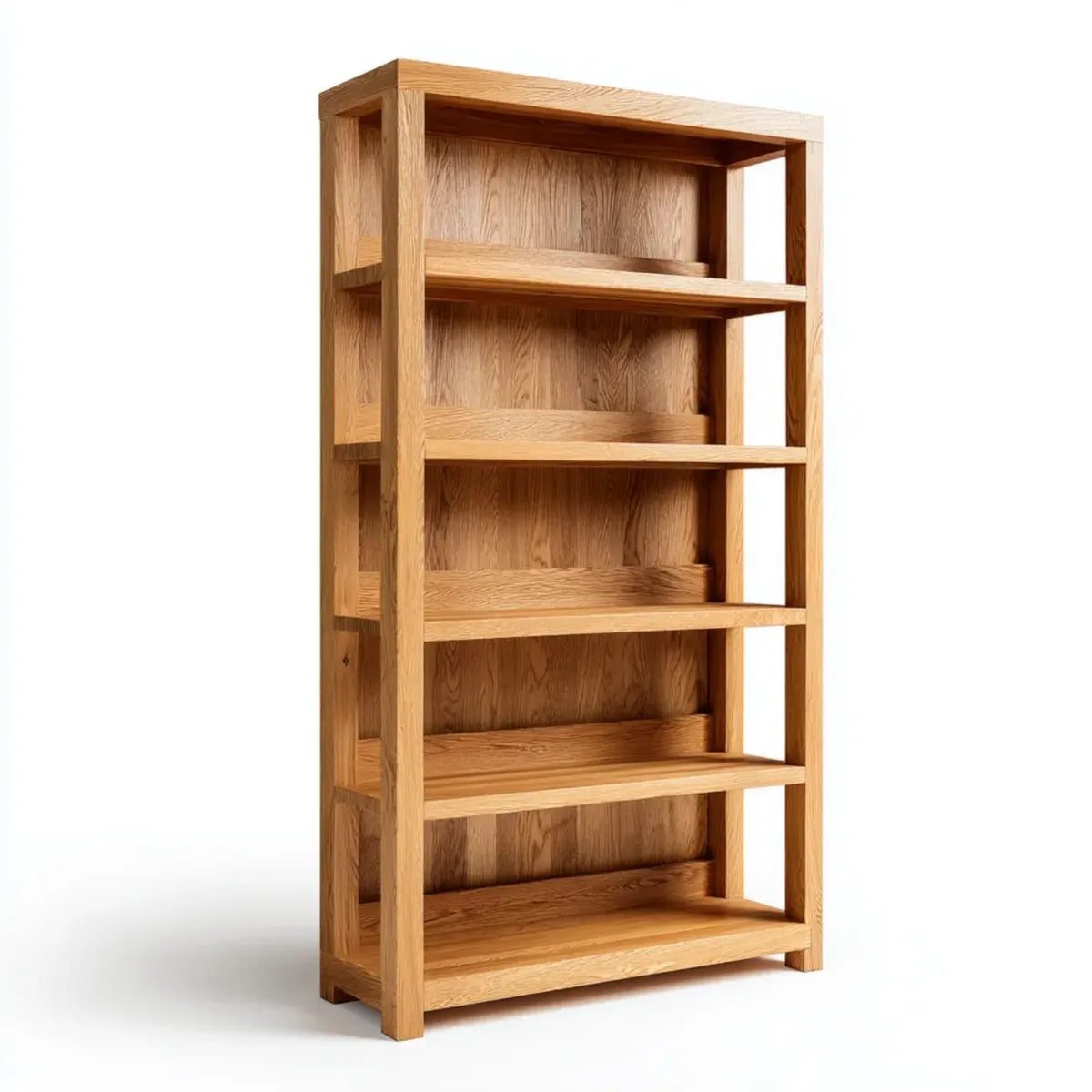 Regał, Biblioteka 5 półek w naturalnym prostokątnym dębie litym 80 x 35 x 180 cm