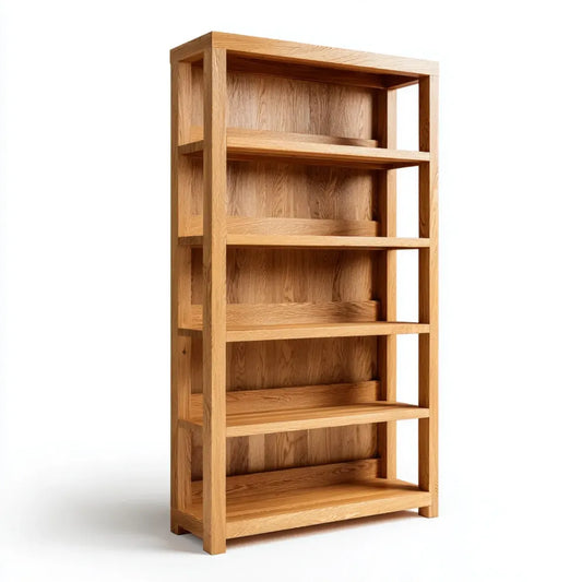 Regał, Biblioteka 5 półek w naturalnym prostokątnym dębie litym 80 x 35 x 180 cm