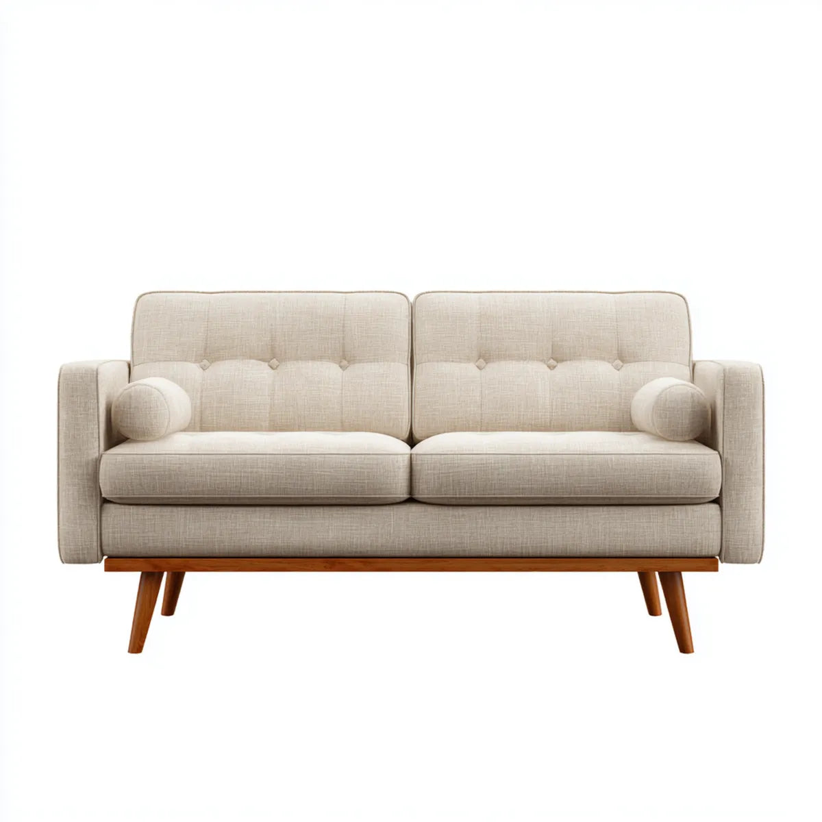 Sofa, 2-osobowa kanapa beżowa 150 x 83 x 85 cm poliester prostokątna
