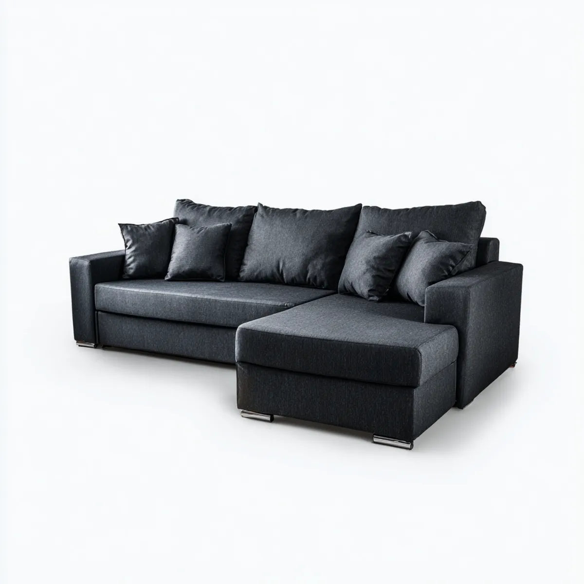 Sofa, Kanapa narożna z antracytem zwrotnikowym 260 x 165 x 85 cm poliester L-forma
