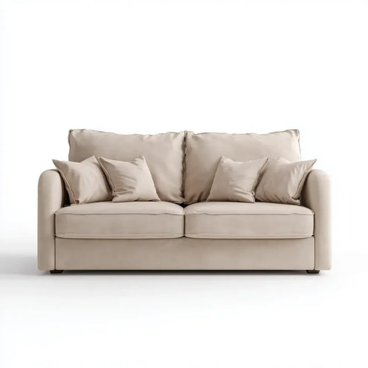 Sofa, 2-fotelowa kanapa beżowa 180 x 90 x 85 cm poliester prostokątna