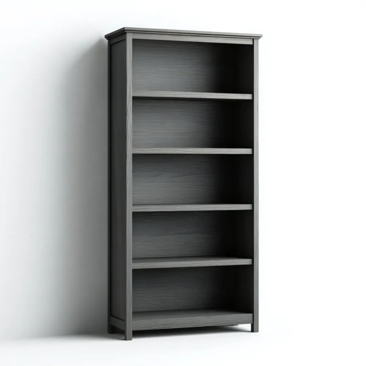 Regał, Antyczny szary regał kolumnowy 80 x 30 x 180 cm w prostokątnej melaminy MDF z 5 półkami