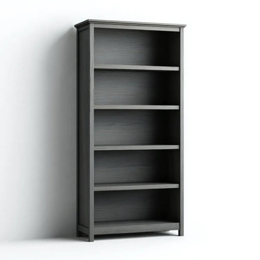 Regał, Antyczny szary regał kolumnowy 80 x 30 x 180 cm w prostokątnej melaminy MDF z 5 półkami