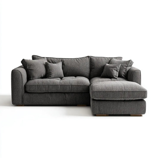 Sofa, Kanapa narożna z szarym prawym półwyspem, antracyt 260 x 160 x 85 cm w poliestrze, w kształcie L