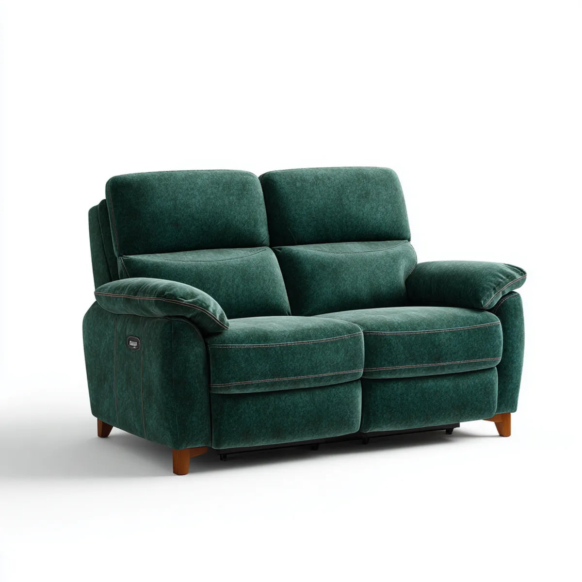 Sofa, Elektryczna rozkładana sofa 2 miejsca zielone w prostokątnym poliestrowym aksamicie 170 x 95 x 102 cm