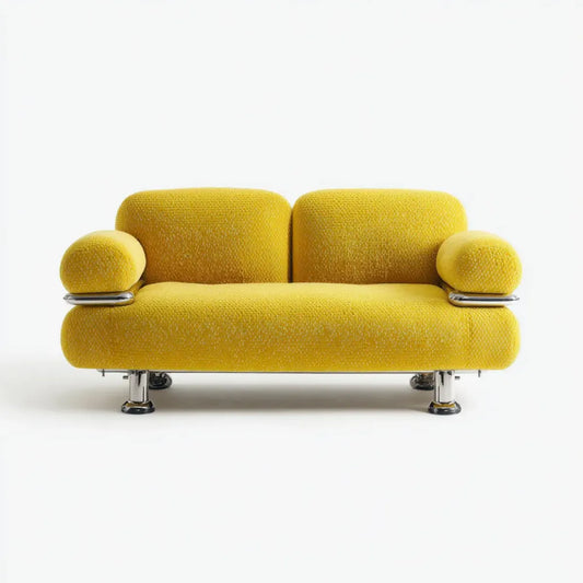 Sofa 2 żółte prostokątne poliestrowe fotele 160 x 85 x 82 cm