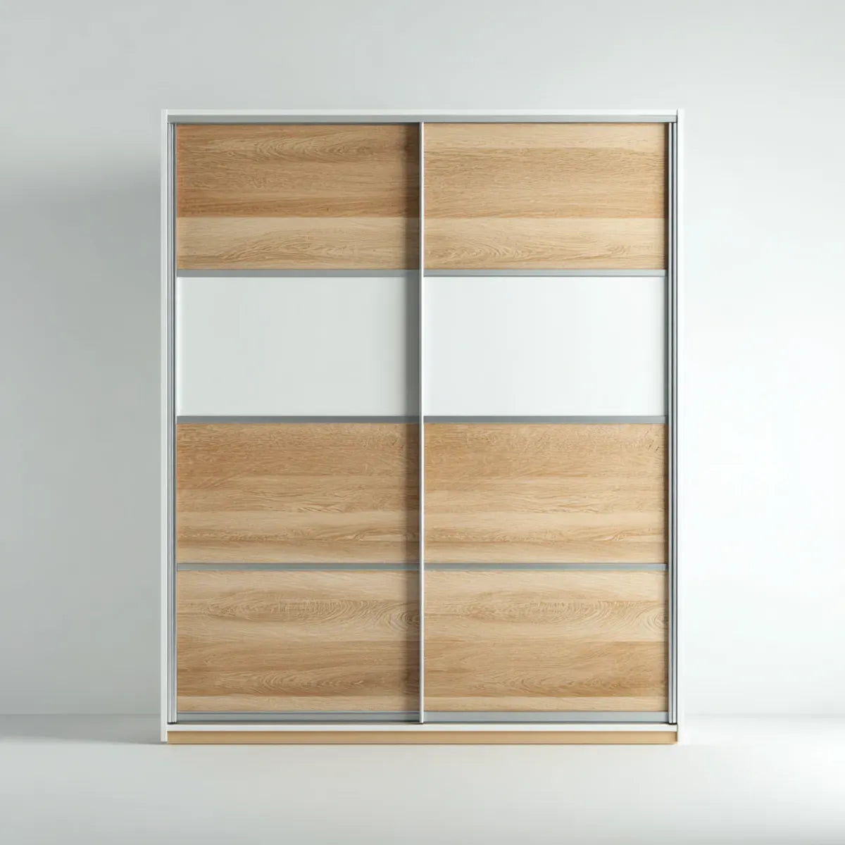 Szafa, Pływająca szafka drzwi Dąb naturalny barwny biały 180 x 60 x 220 cm płyta wiórowa melamina prostokątna