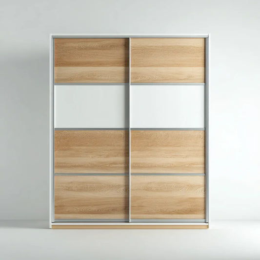 Szafa, Pływająca szafka drzwi Dąb naturalny barwny biały 180 x 60 x 220 cm płyta wiórowa melamina prostokątna