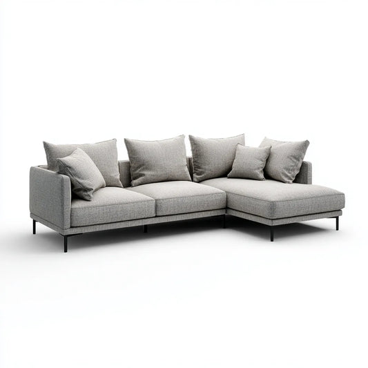 Sofa, Kanapa narożna 4 miejsca szary 280 x 170 x 85 cm w poliestrze L