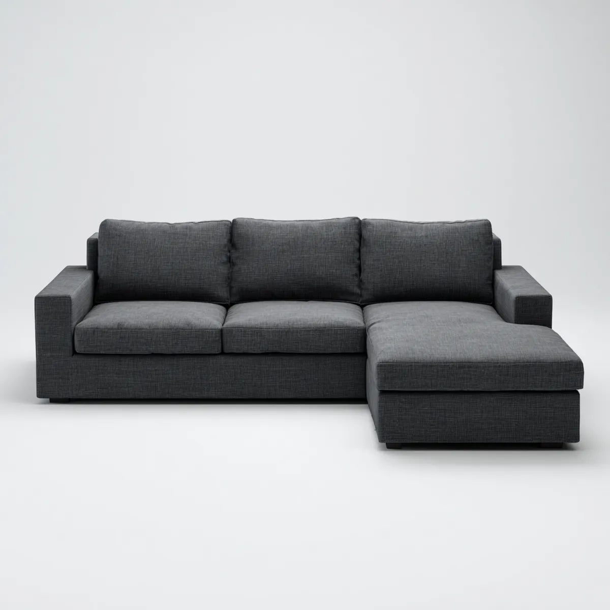 Sofa, Kanapa narożna z szarym prawym półwyspem 260 x 160 x 85 cm w poliestrze L
