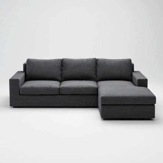Sofa, Kanapa narożna z szarym prawym półwyspem 260 x 160 x 85 cm w poliestrze L
