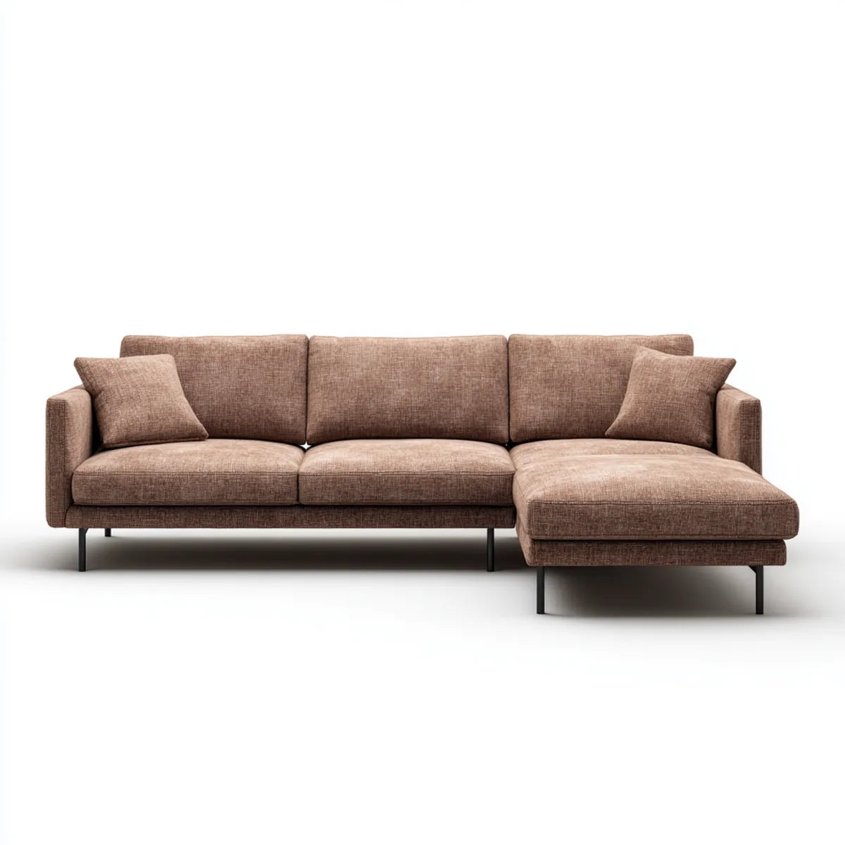 Sofa, Kanapa narożna z krzesełkiem z prawej brązowej 260 x 160 x 85 cm w kształcie poliestru 3 miejsca