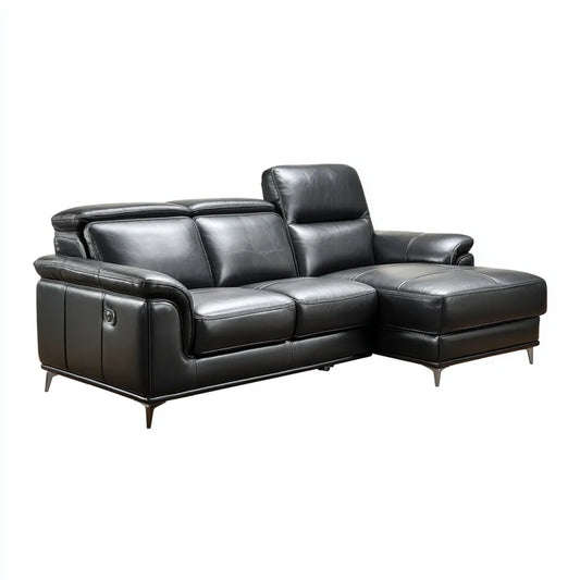 Sofa, Kąt nachylenia fotel czarny 250 x 165 x 98 cm ze skóry syntetycznej PU z siekierą z prawej strony