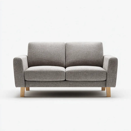 Sofa 2 umieszcza szary 160 x 85 cm w poliestrze z litymi nogami z drewna, 160 x 85 x 85 cm