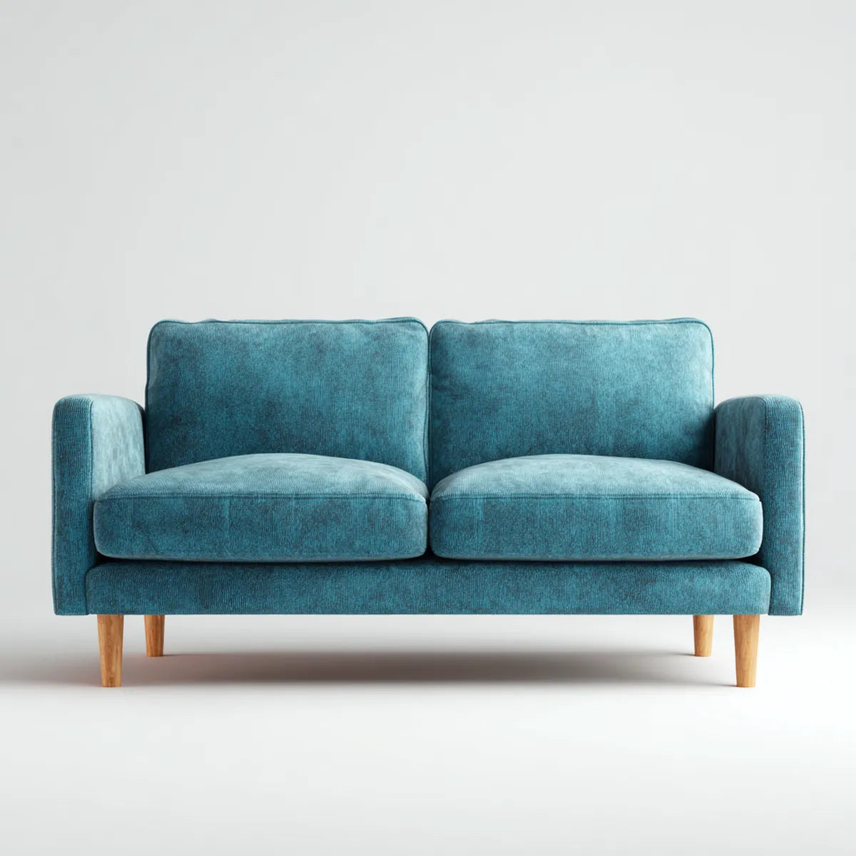 Sofa 2 niebieskie fotele 160 x 85 cm w aksamicie z prostokątnym poliestrowym żebrem, 160 x 85 x 85 cm