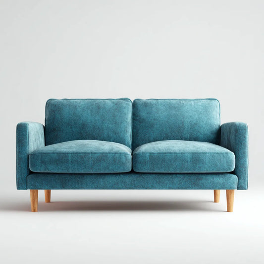 Sofa 2 niebieskie fotele 160 x 85 cm w aksamicie z prostokątnym poliestrowym żebrem, 160 x 85 x 85 cm