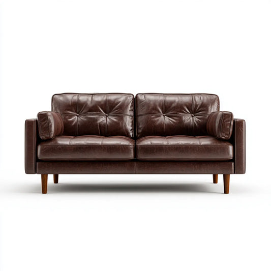 Sofa 2 brązowe siedzenia ze skóry PU 160 x 85 x 84 cm prostokątne