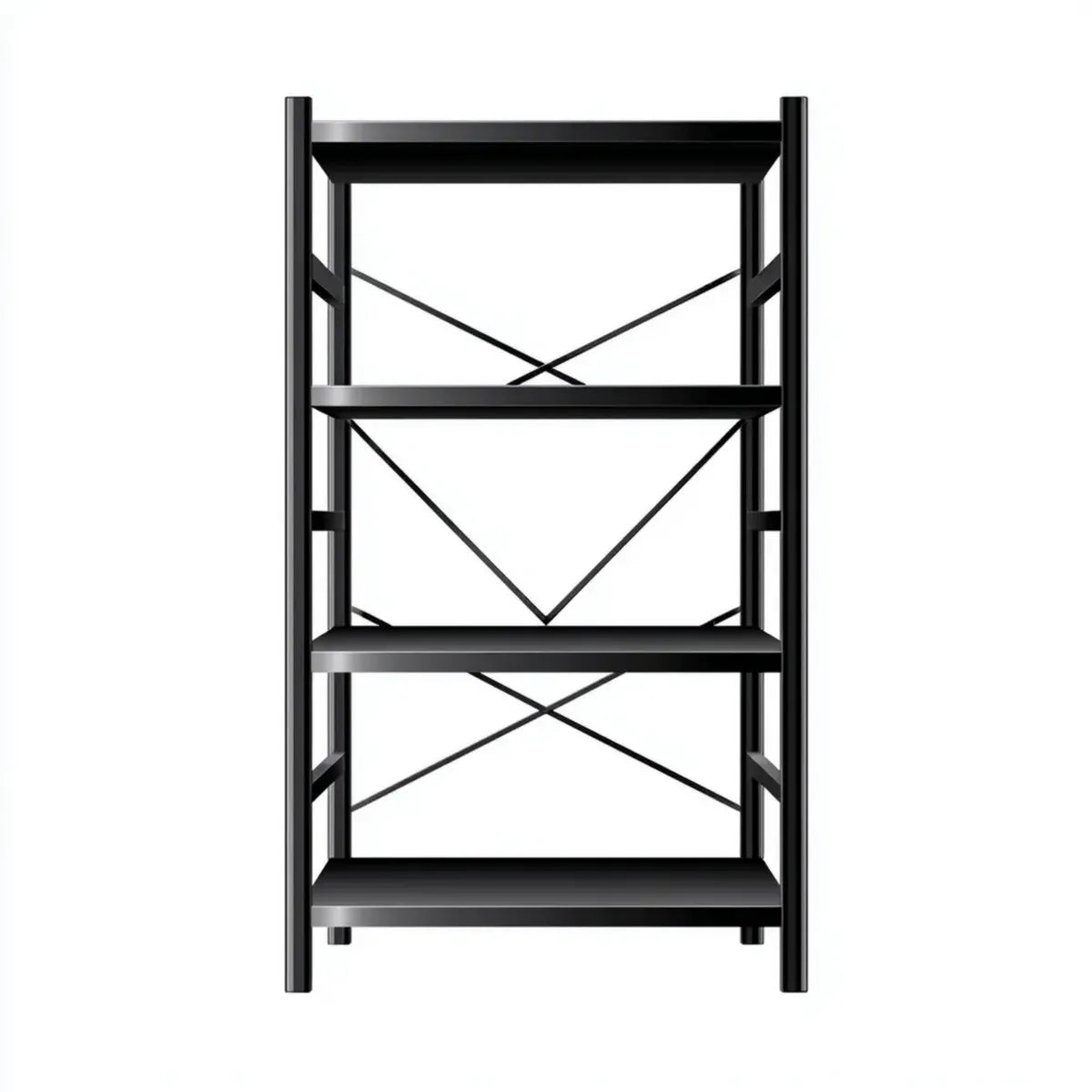 Regał, Łóżka z 4 półkami czarne 60 x 30 x 150 cm w prostokątnej stali