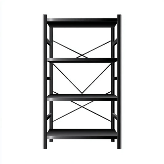Regał, Łóżka z 4 półkami czarne 60 x 30 x 150 cm w prostokątnej stali