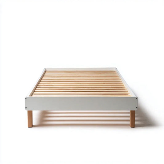 Rama łóżka, 1- fotel platformowa w płycie MDF i litej sosny z rozłupaną podstawą 90 x 190 cm