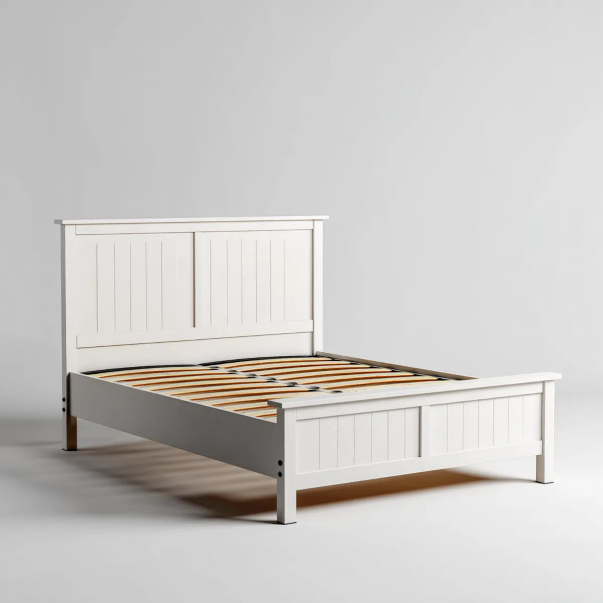 Rama łóżka, Podwójne łóżko ramy Białe 160 x 200 cm Pine lite drewno prostokątne z ramką pogrubioną