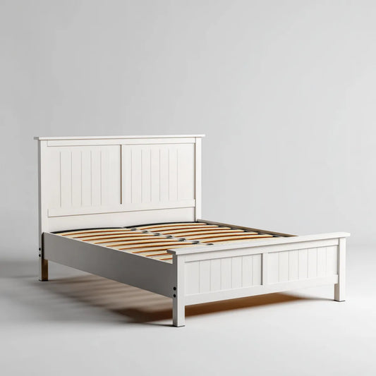Rama łóżka, Podwójne łóżko ramy Białe 160 x 200 cm Pine lite drewno prostokątne z ramką pogrubioną