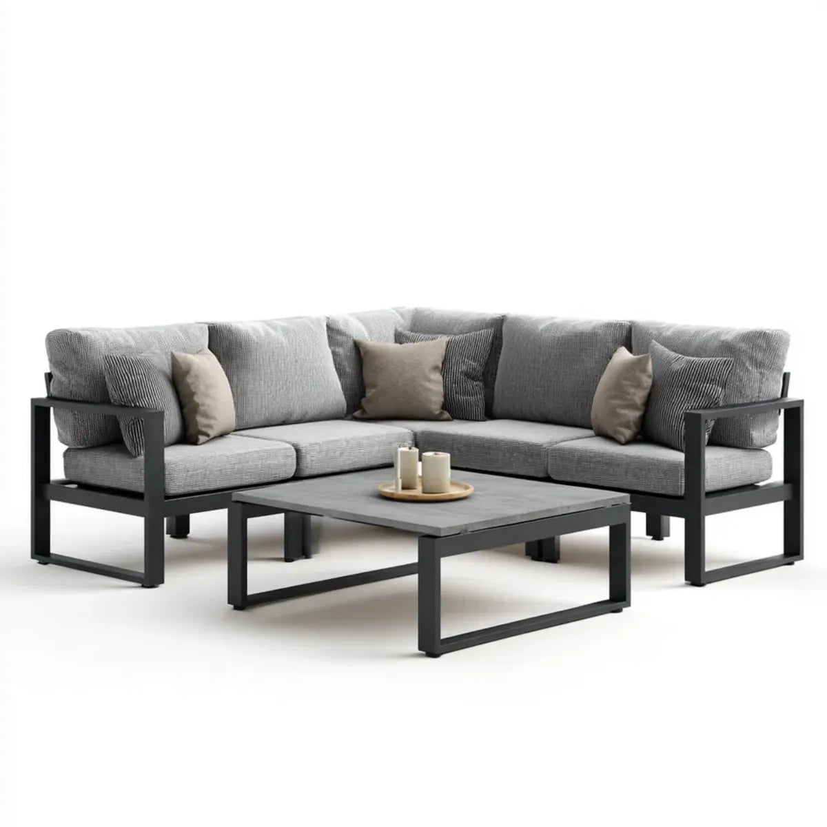Sofa ogrodowa, Taras Loungeset 3-częściowy szary antracyt z aluminiowym narożnikiem ramkowym o wymiarach 250 x 250 cm