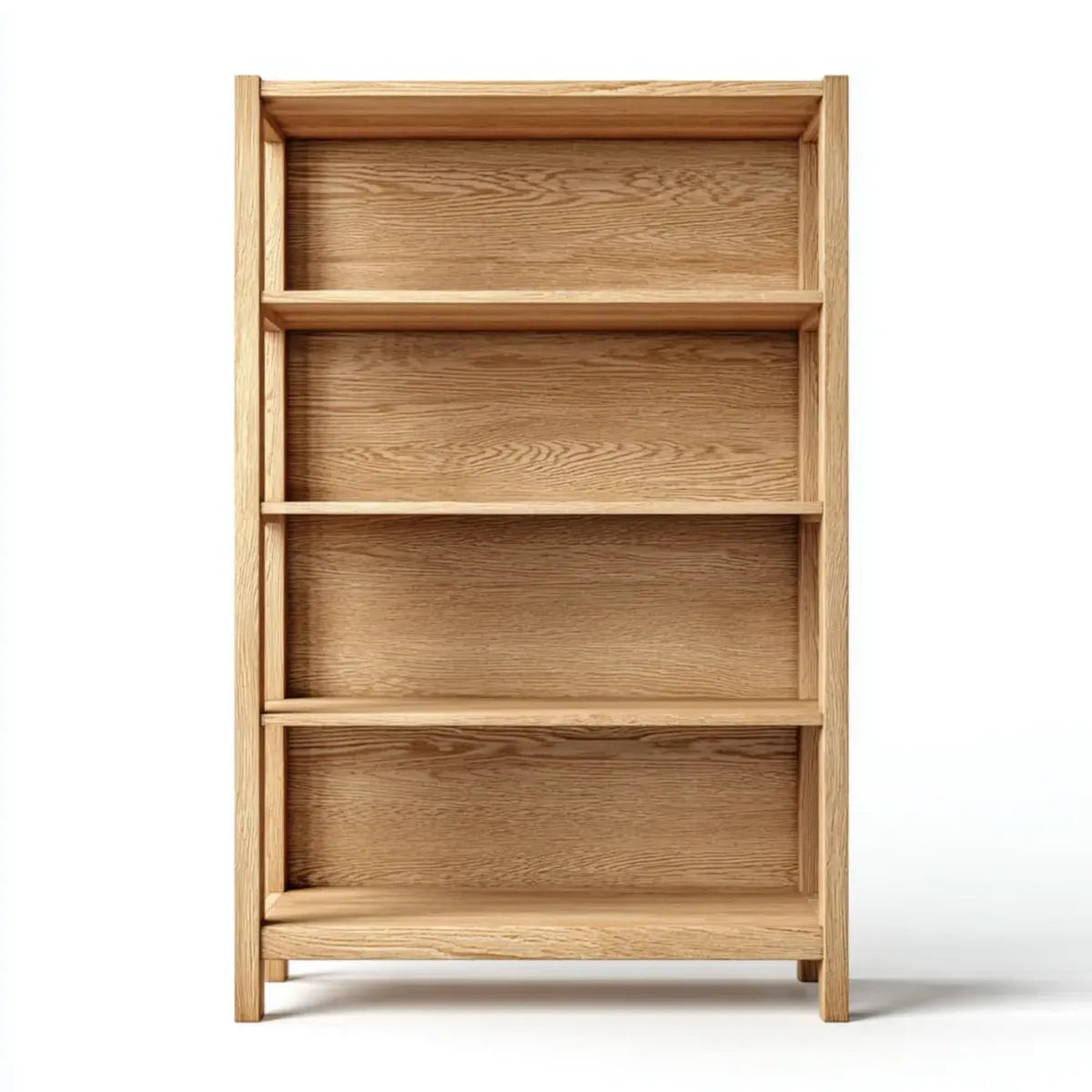 Regał, Otwarta biblioteka w naturalnym dębie stałym z 4 prostokątnymi półkami 180 x 90 x 35 cm