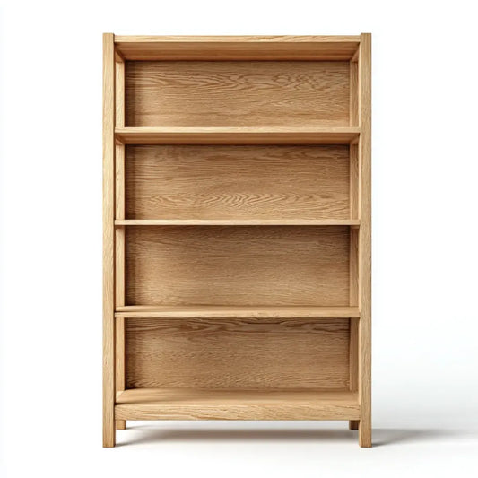 Regał, Otwarta biblioteka w naturalnym dębie stałym z 4 prostokątnymi półkami 180 x 90 x 35 cm