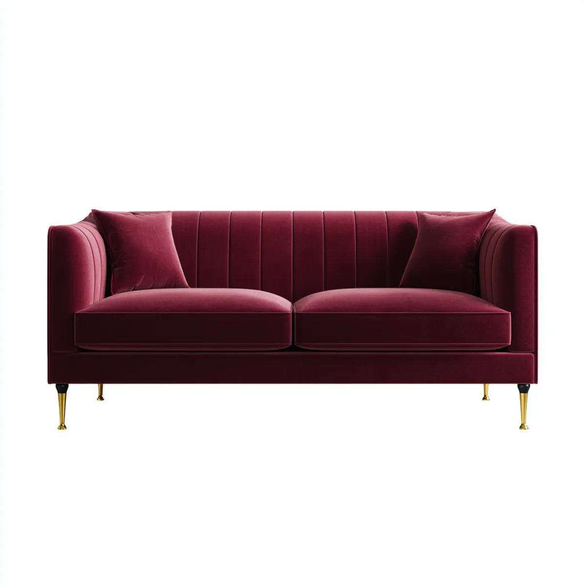 Sofa 2 bordeaux umieszcza 180 x 85 x 80 cm w prostokątnym poliestrowym aksamicie