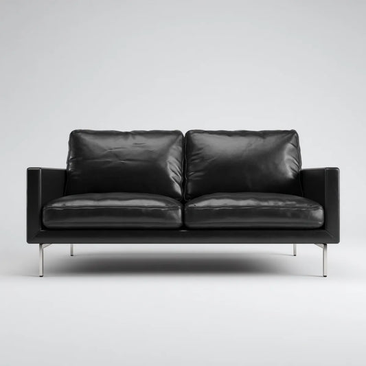 Sofa 2 czarne siedzenia w skórze PU 160 x 85 x 82 cm