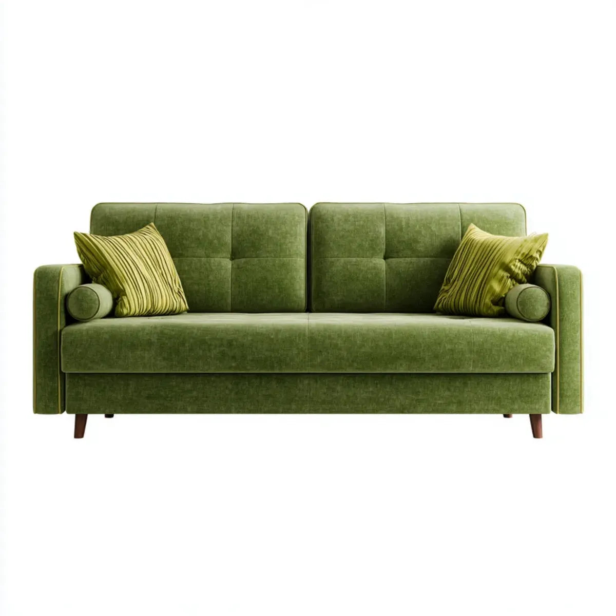 Sofa, Zielona sofa w prostokątnym aksamicie poliestrowym 180 x 85 x 85 cm