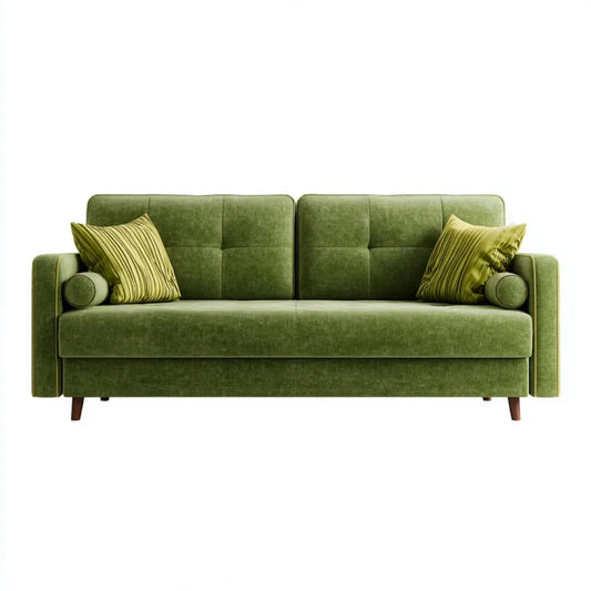 Sofa, Zielona sofa w prostokątnym aksamicie poliestrowym 180 x 85 x 85 cm
