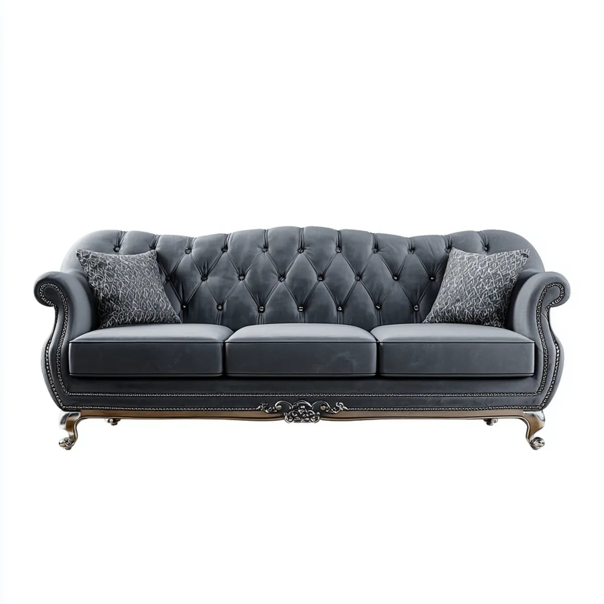 Sofa 3 miejsca capinné ciemnoszary w skórze PU 230 x 95 x 90 cm