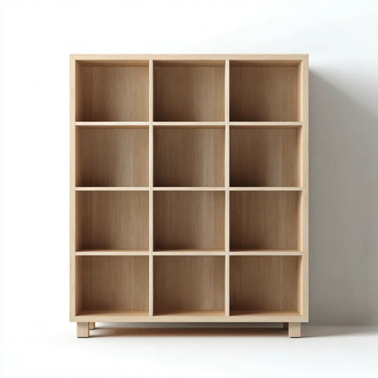 Regał, 12-pokojowa, lekka biblioteczka z dębu 120 x 30 x 160 cm w prostokątnym fornirowanym MDF