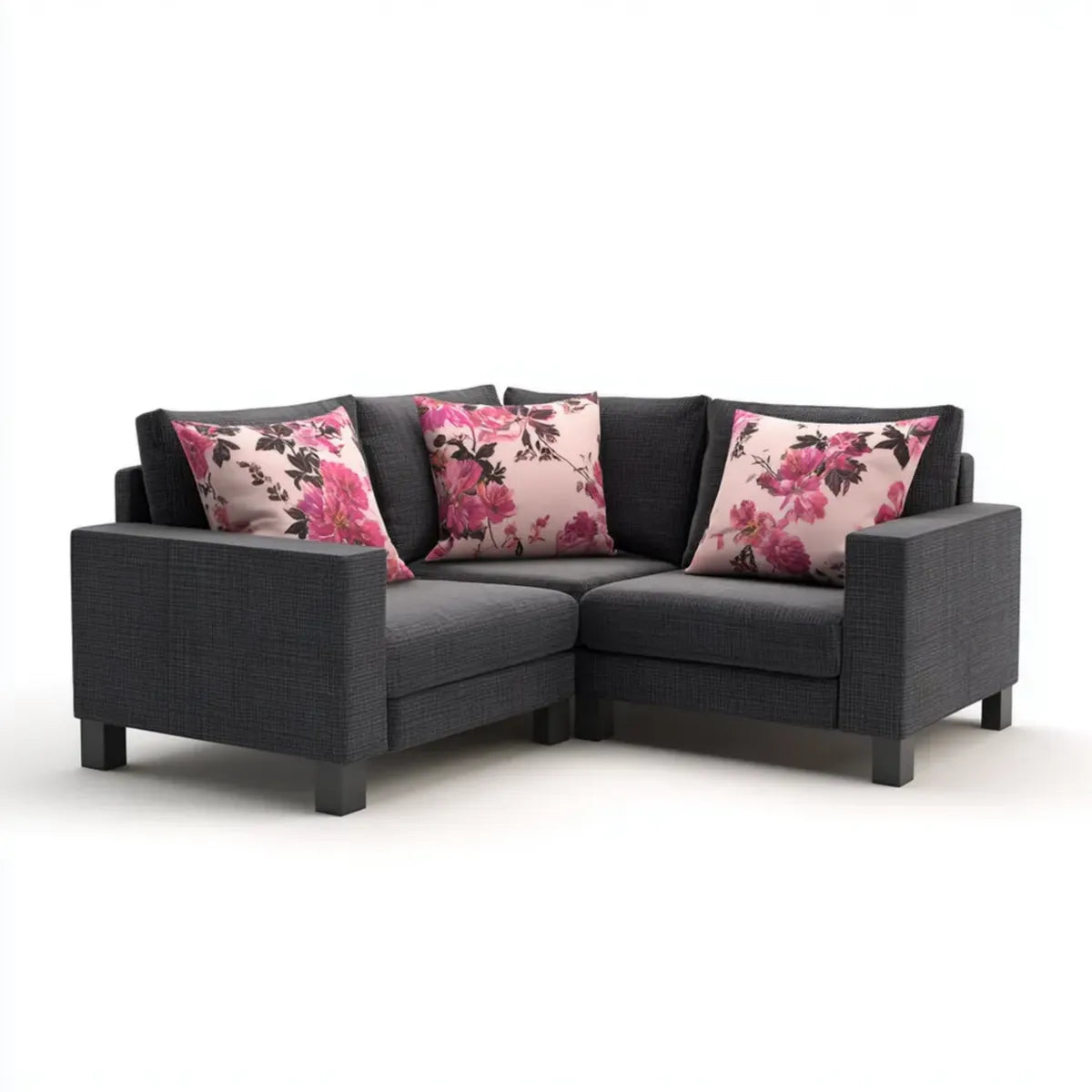 Sofa narożna 3 miejsca szary antracyt 200 x 140 x 85 cm w poliestrowym kształcie L