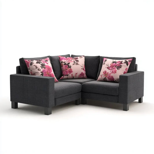 Sofa narożna 3 miejsca szary antracyt 200 x 140 x 85 cm w poliestrowym kształcie L